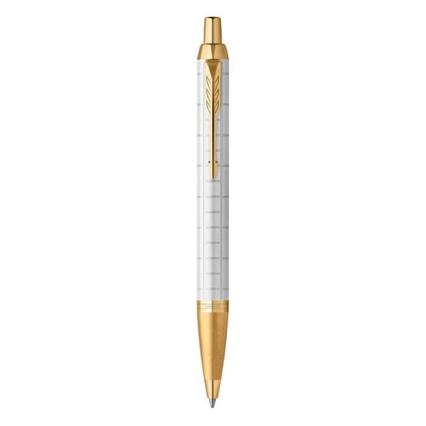 PARKER IM PREMIUM Kulspetspenna - Pärla - Guldkant - Blå refill med medelspets - Presentförpackning