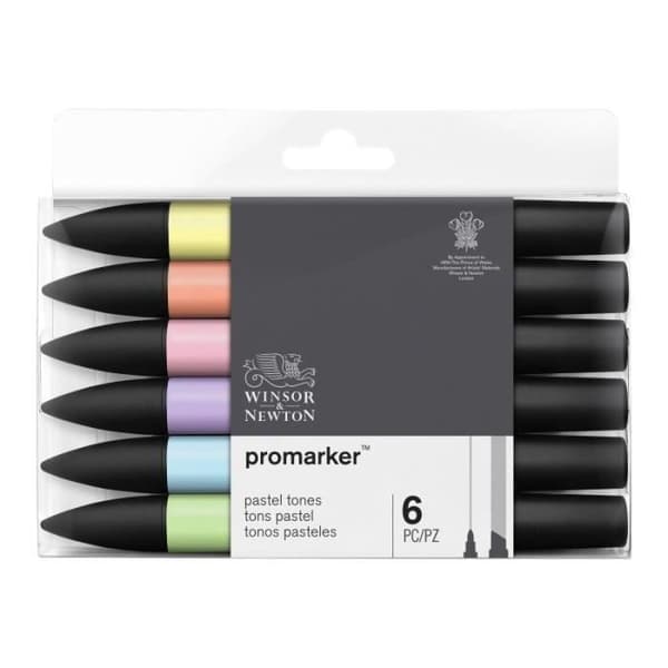 SET MED 6 PROMARKER PASTELLTONER WINSOR OCH NEWTON