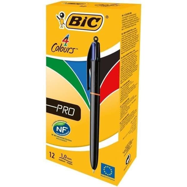Kulspetspennor - BIC - Pro - 12 stycken - Blandade färger - Fin spets