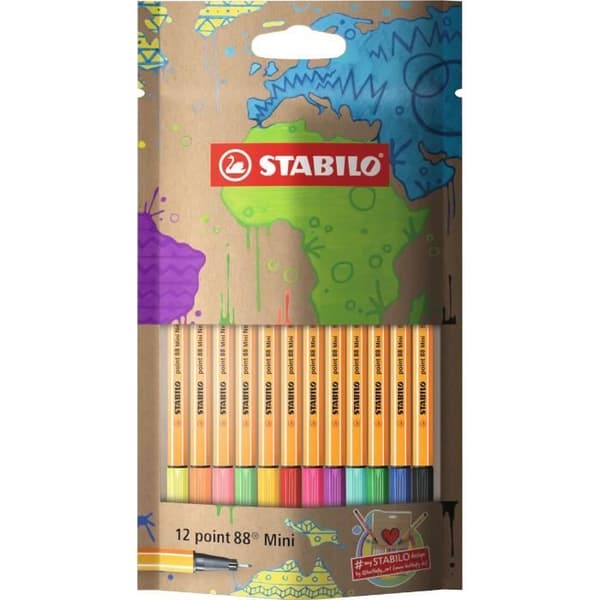 Filtpenna - STABILO - punkt 88 Mini - 12 stycken - Fin spets - Diverse färger