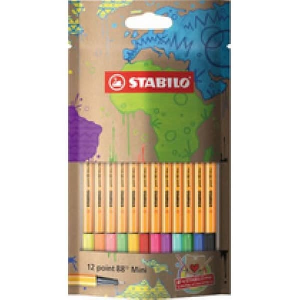 Filtpenna - STABILO - punkt 88 Mini - 12 stycken - Fin spets - Diverse färger