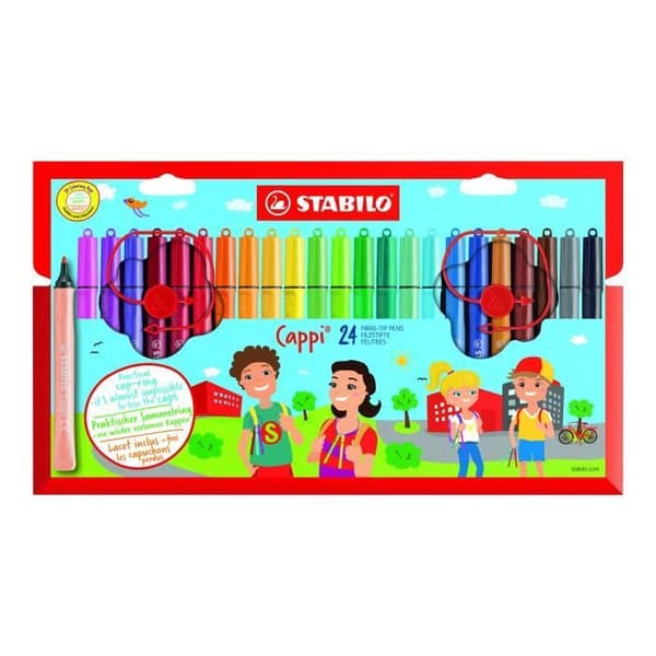 STABILO Cappi filtpenna - Blandade färger - 1 mm - Förpackning med 24 st