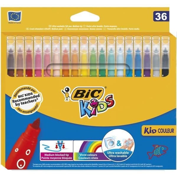 BIC Kids Kid Color Medium Tip Coloring Pennor - Blandade färger, kartong med 36 st