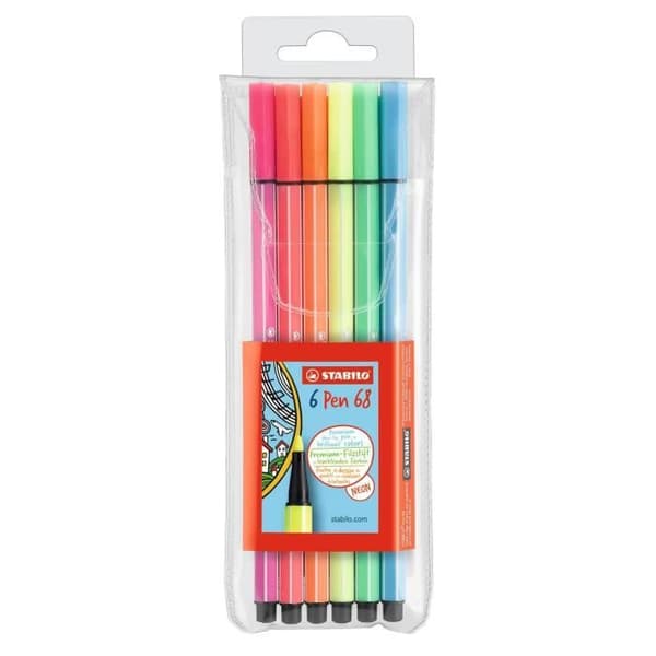 Färgpennor - STABILO - Pen 68 - Förpackning med 6 - Medium spets - Neonfärger