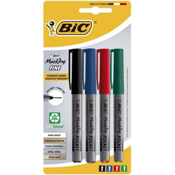 BIC Permanent markör BIC-märkficka 1445 diverse x4