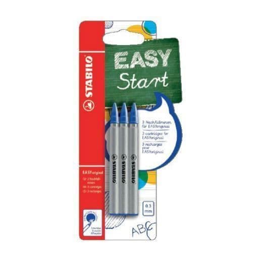Blisterförpackning med 3 st STABILO EASYoriginal refill 0,3 mm Blå raderbar