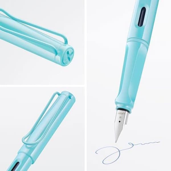 Lamy Safari Aquasky Reservoarpenna - Polerad F stålspets - Robust ASA plastmaterial - Ergonomiskt grepp