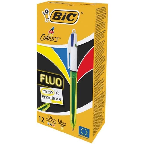 Kulspetspennor - BIC - Box med 12 - 4 färger - Genomskinlig design