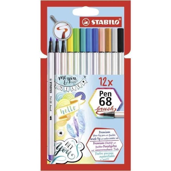 Etui med 12 olika Pen 68 penselmarkörer