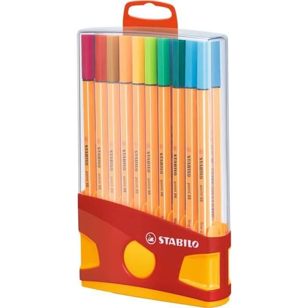 Filtpennor - STABILO - Point 88 - 20 olika färger - Fin spets - Ventilerad mössa