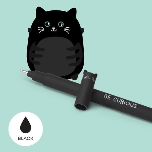 Raderbar gelbläckpenna - Legami - Kattkropp - 0,7 mm - Svart bläck - Raderbar