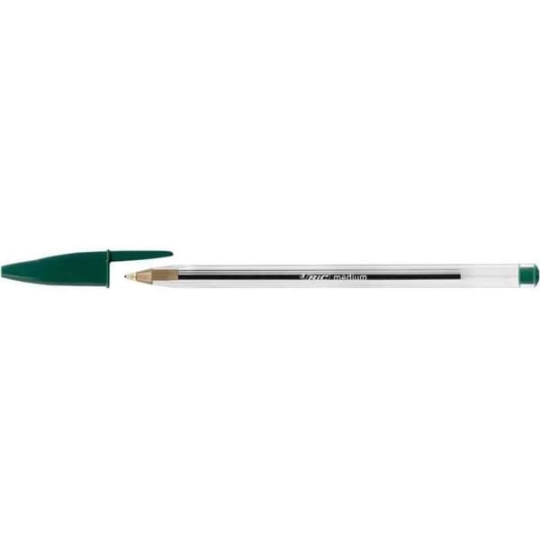Kulspetspenna - BIC - Crystal Medium - Grönt bläck - Linjebredd M - Transparent handtag