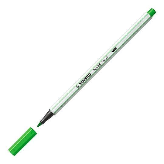 STABILO Pen 68 borste - gräsgrön - Box med 10 st