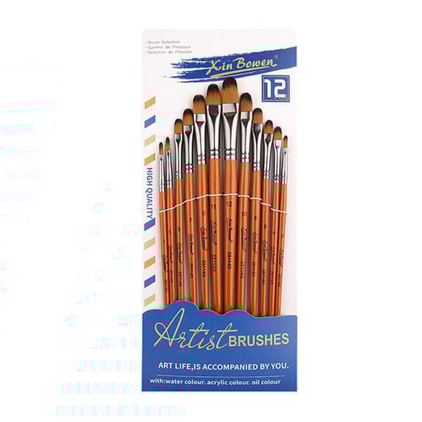 INF Sæt med 12 gouache malepensler i træ og nylon - HB-25114D