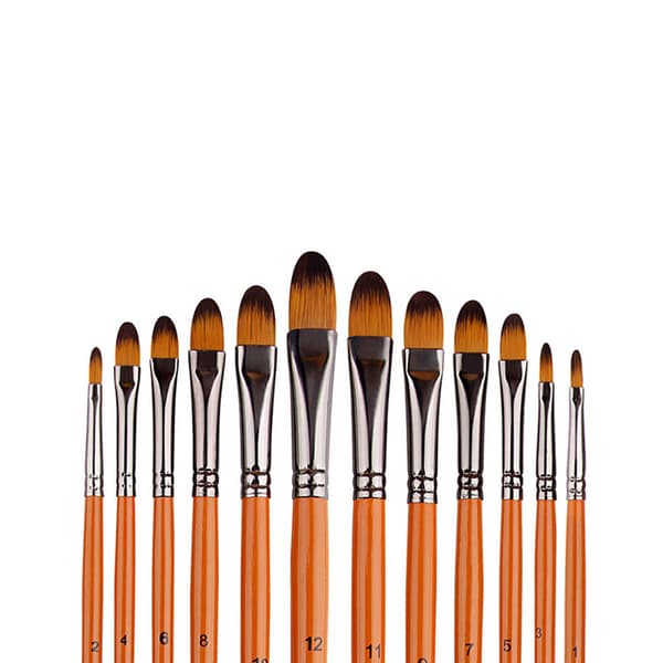 INF Sæt med 12 gouache malepensler i træ og nylon - HB-25114D