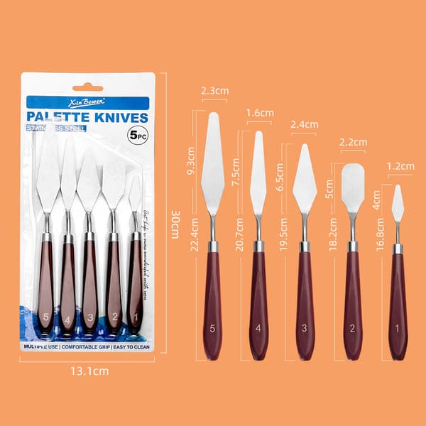 INF Palettknivset i plast, 5 delar, för oljemålning, GD-110595A