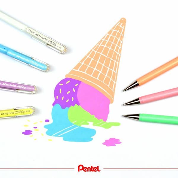Pentel Hybrid Milky gel bläck rullpenna, pastellgrön 0,000000 Svart
