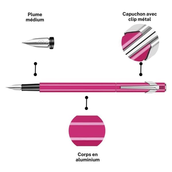 CARAN D'ACHE Reservoarpenna 849 FLUO LINE, rosa 0,000000 Svart