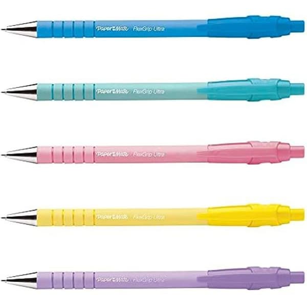 Retraktabel kulpen - PAPER MATE - Flexgrip Ultra - Mellanstorlek 1,0 mm - Blått bläck - 5-pack
