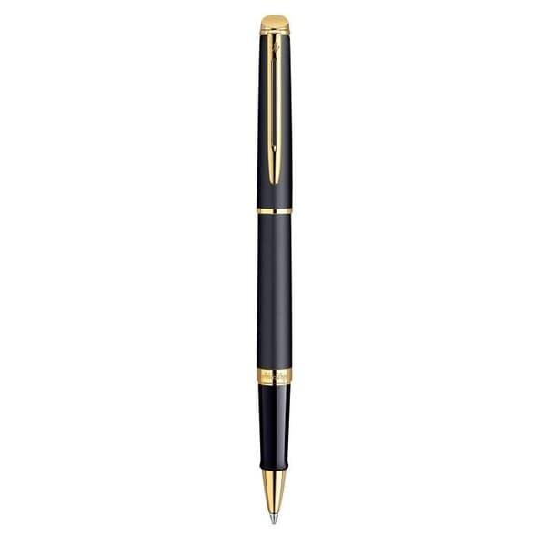 WATERMAN Hemisphere Rollerball-penna, mattsvart, guldkant, finspets svart refill, presentask