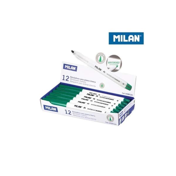 Whiteboard-markörer - Milano - Kartong med 12 - Grön - Rund spets - ø3,7 mm