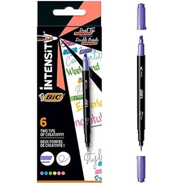 Feutre Intensity BIC - Förpackning med 6 - Dubbel spets skrivning/markering - Blandade färger