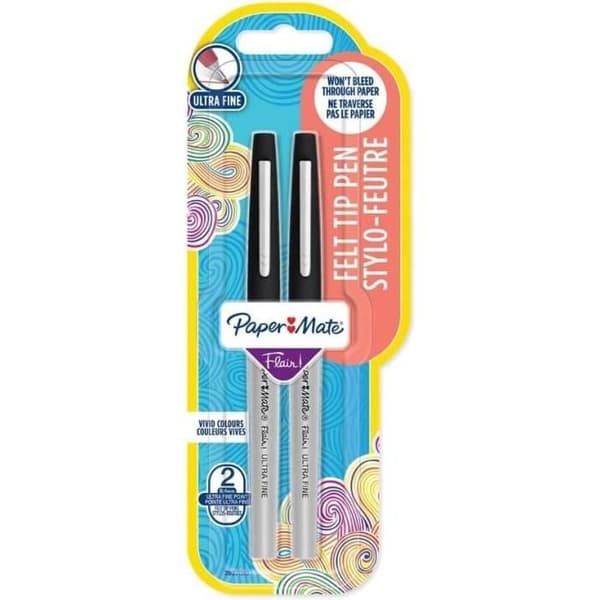 Set med 2 ultratunna Flair-pennor Svart bläck 0.4 mm