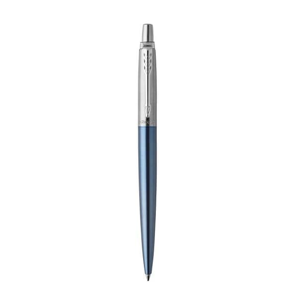 PARKER Jotter kulspetspenna, Waterloo blå, kromkant, Medium Point blå refill, Presentförpackning