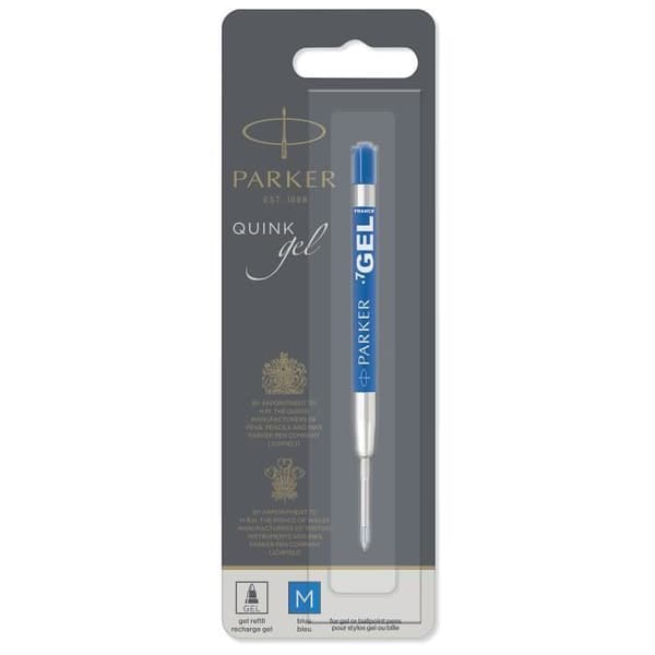 PARKER gel kulspets refill, medium spets, blå, blister X 1
