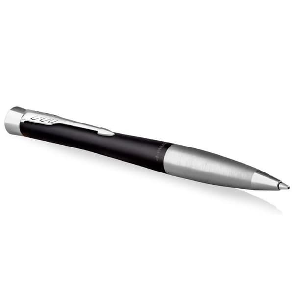 PARKER Urban kulspetspenna, mattsvart, kromkant, Medium Point Blue Refill, presentförpackning