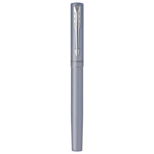 PARKER VECTOR XL rullbollspenna, metallic silverblått lack på mässing, finspets svart refill, presentförpackning