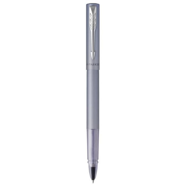 PARKER VECTOR XL rullbollspenna, metallic silverblått lack på mässing, finspets svart refill, presentförpackning