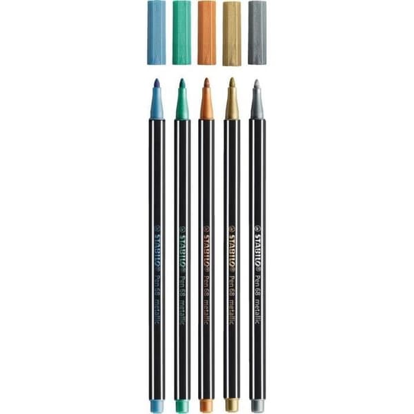 STABILO Metalllåda med 6 metallmarkörer - Pen 68 metallic