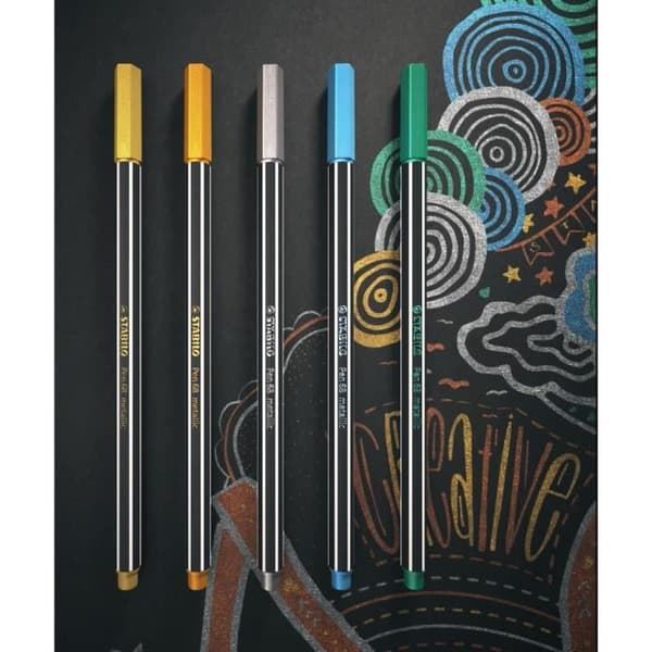 STABILO Metalllåda med 6 metallmarkörer - Pen 68 metallic