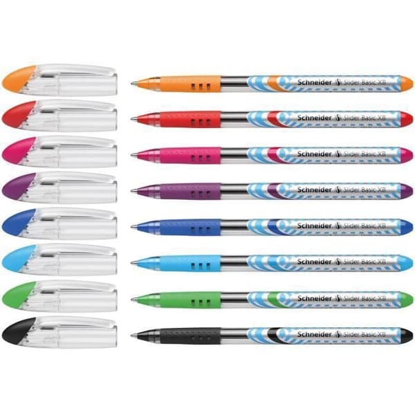Kulspet - Slider - Basic XB - Fodral med 8 stycken - Erbjudande 6+2 - Assorterande färger