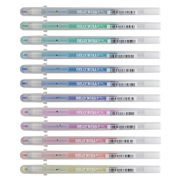 Glittrande gelpennor - Sakura - Gelly Roll Stardust Glitter - Set med 12 - Fin gelbläck - Glittrande