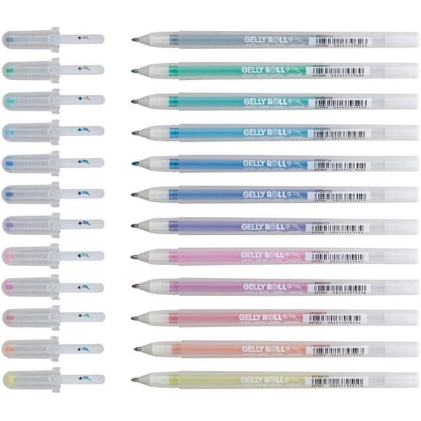 Glittrande gelpennor - Sakura - Gelly Roll Stardust Glitter - Set med 12 - Fin gelbläck - Glittrande