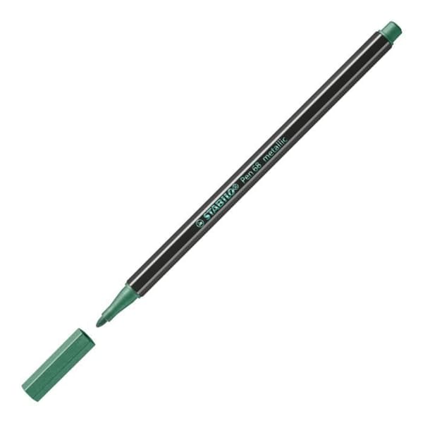Ritpenna - STABILO - Pen 68 metallic - Metallisk grön - Kartong med 10 stycken - Spets 1,4 mm