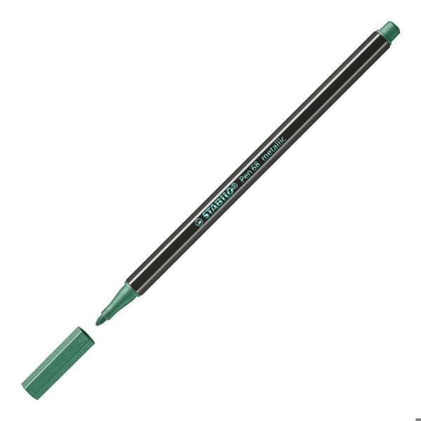 Ritpenna - STABILO - Pen 68 metallic - Metallisk grön - Kartong med 10 stycken - Spets 1,4 mm