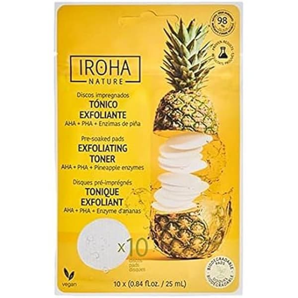 Exfolierande pads - IROHA NATURE - 10 enheter - Färdiga att använda - Toning - Exfolierande