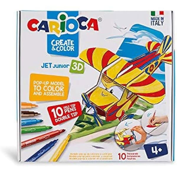 Marker set - CARIOCA - Pop-Up Jet Junior - 10 super wash markers - Double tip - Fine and medium