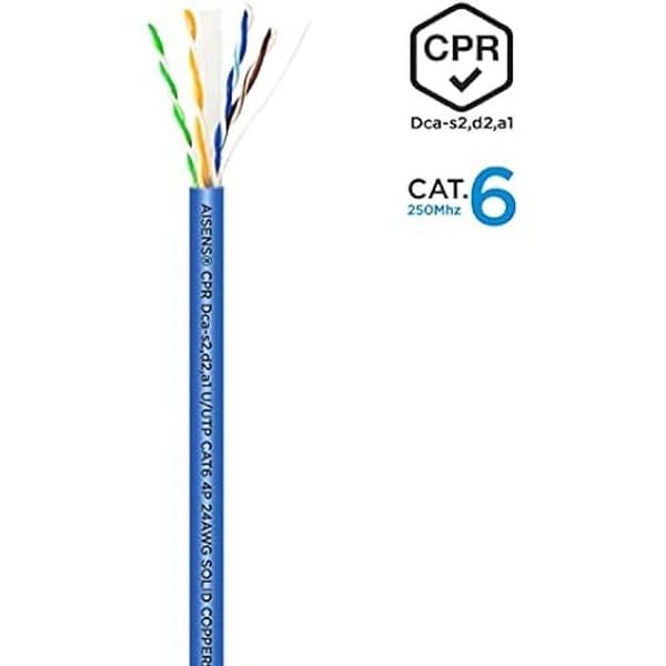 Nätverkskabel RJ45 Cat.6 UTP - AISENS - A135-0662 - 100m - Dca styv - AWG24 - Blå
