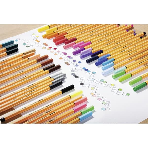 Stylos Feutre Point 88 - STABILO - Förpackning med 10 - Blandade färger - Gelbläck - Fin spets