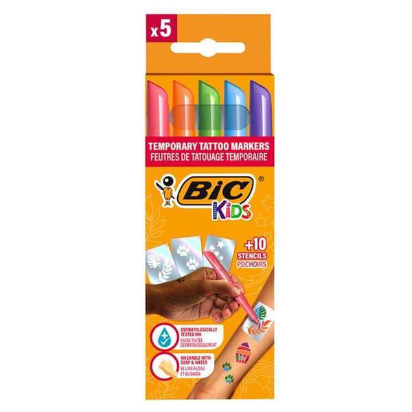 Tillfälliga tatueringar med BIC Kids + 10 inkluderade schabloner