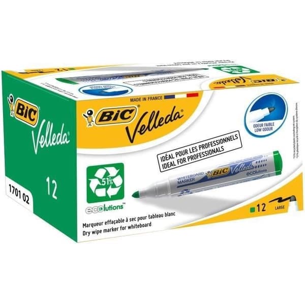 BIC® - Box med Velleda® raderbara markörer BIC® Velleda® 1701 ECOlutions® x 12 - Grönt bläck