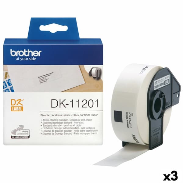 Etiketter till Skrivare Brother DK-11201 Vit 29 x 90 mm Svart Svart/Vit (3 antal)