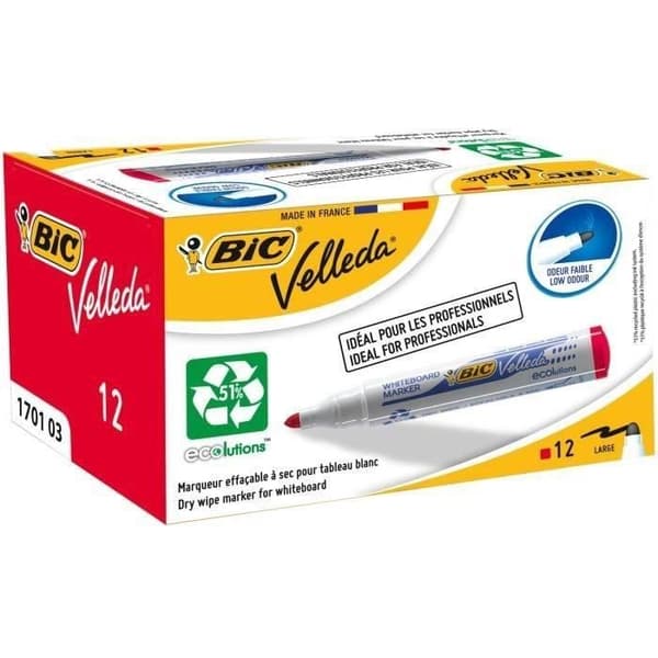 BIC® - Box med Velleda® raderbara markörer BIC® Velleda® 1701 ECOlutions® x 12 - Rött bläck
