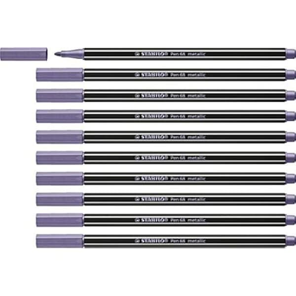 Metallisk filtpenna - STABILO Pen 68 metallic - Set x 10 pennor med medium spets - Lila