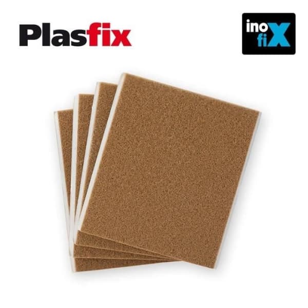 Förpackning med 4 bruna syntetiska självhäftande markörer 100x85mm plasfix inofix
