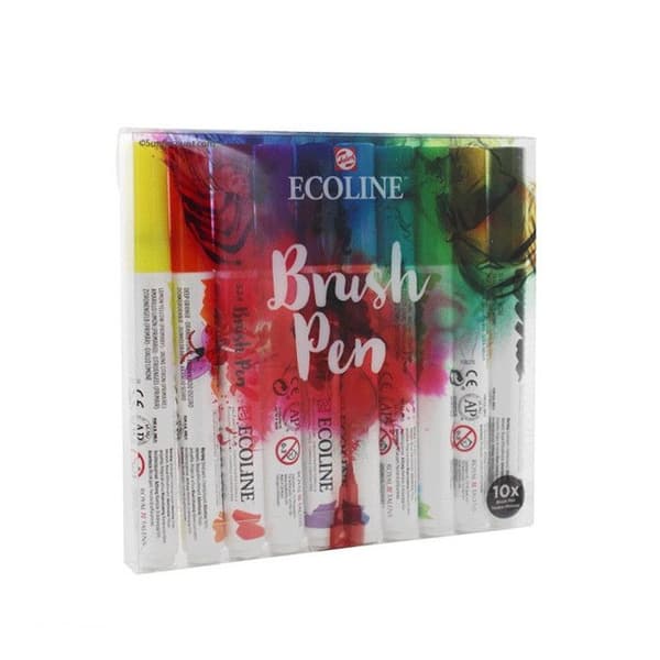 Penselmarkers - Royal Talens - Ecoline - Set om 10 - Intensiva färger - Vattenlösliga